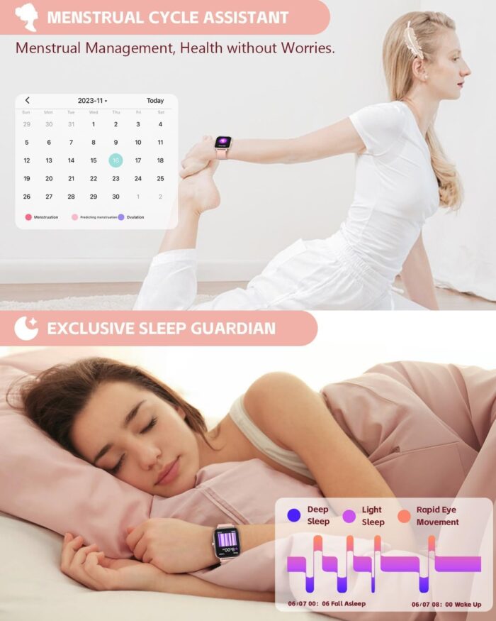 Smart Watch for Women, 1.83" Touch Screen Fitness Tracker Watch with SpO2/Heart Rate/Sleep/Stress Monitor, IP68 Step Counter Watch, 120+ Sports Modes, Compatible with Android iOS (Pink) - Image 2