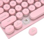 Zudoo Retro Wired Gaming Keyboard, Led Backlit Typewriter Style Mechanical Gaming Keyboard with 104 Round Keys, Multimedia Keys, Ergonomic USB Keyboard for Office Desktop Laptop (Pink) - Image 8
