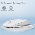 Bluetooth Mouse, Rechargeable Wireless Mouse, Silent Tri-Mode Wireless Mouse (Dual Bluetooth 5.1 + 2.4 GHz) with USB Receiver for Laptop/iPad/PC/Mac,White - Image 4