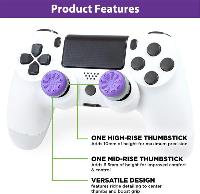 FPS Freek Galaxy Purple for PlayStation 4 (PS4) and PlayStation 5 (PS5), Performance Thumbsticks, 3D Texture Thumb Grip Stick Joystick Thumbstick, Thumbstick Extender for PS5 (1 High-Rise, 1 Mid-Rise) - Image 3