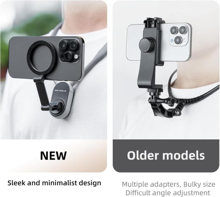REYGEAK for Magsafe POV Neck Mount for iPhone 15/14/13/12 Pro Mini/Plus/Pro/Pro Max,Hand Free Necklace Phone Mount Stand with Magnetizer Ring for Mobile Phone Accessory - Image 4