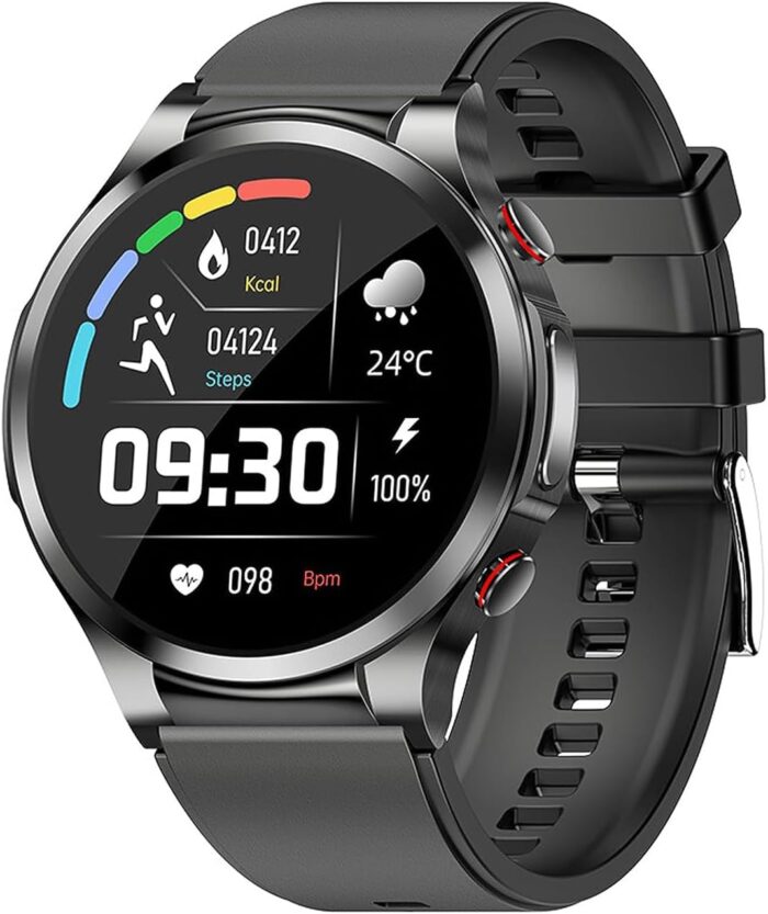 Comprehensive Health Monitoring Smart Watch with ECG Blood Glucose Sugar PPG Fitness Tracker 1.32″ Full Touch Screen W11 Multi-Sport Modes Long Battery IP68 Waterproof