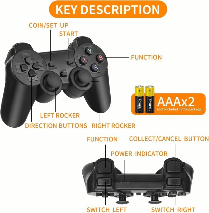 YU WELL Wireless Retro Game Console, Plug & Play Video TV Game Stick With 10000+ Games Built-in, 9 Emulators, 4K HDMI Output for TV with Dual 2.4G Wireless Controllers - Image 6