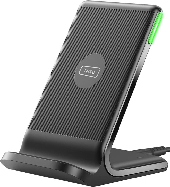 INIU Wireless Charger Stand, 15W Qi Certified Fast Wireless Charging Station with Sleep-Friendly Adaptive Light for iPhone 16 15 14 13 Pro XS 8 Plus Samsung Galaxy S25 S24 S23 Note 20 Google etc. - Image 8