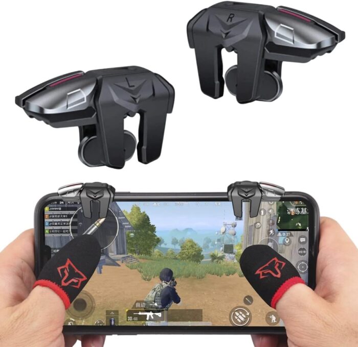 Sarafox F6 Cell Phone Triggers with 4 Buttons L1R1 L2 R2 + Gamer Thimbles for Shooting Games Like PUBG, Free Fire, Fortnite and More - Image 2