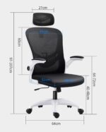 Ergonomic Office Chair, Adjustable Lumbar Support & Headrest & 35° Recline Executive Chair, Breathable Comfortable Swivel Mesh Gaming Chair for Home, Office and Study (White) - Image 2