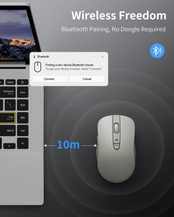 Lenovo Bluetooth Silent Mouse (WL300) - 5 Button Computer Mouse with Silent Left & Right Click – Sculpted Grip, Microsoft Swift Pair, Up to 1600 DPI (White) - Image 3