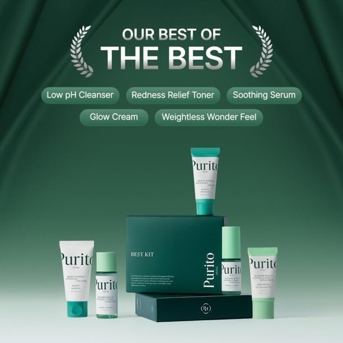 PURITO SEOUL Best Kit - Skincare Routine with Panthenol Cleanser & Cream, Unscented Centella Serum & Toner, For All Skin Types, Gift Set, For Face, Facial Serum, K-Beauty, 3.52 fl. oz. - Image 5
