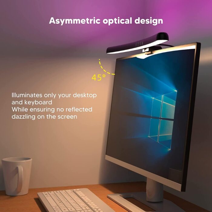DMG Computer Monitor Light, Monitor Light Bar with RGB Backlight, Eye Caring LED Screen Light Bar, USB Powered Lamp with Touch Sensor, No Screen Glare Desk Lamp for Pc, Office, Gaming - Image 2