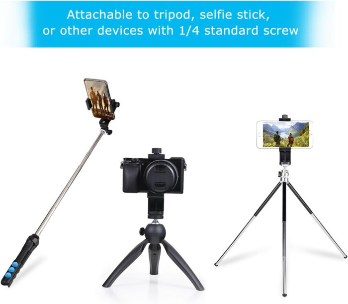 SharingMoment Premium Smartphone Holder/Vertical and Horizontal Tripod Mount Adapter Rotatable Bracket with 1/4 Inch Screw/Adjustable Clip for iPhone, Android Cell Phone, Selfie Stick, Camera Stand - Image 7