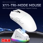 ATTACK SHARK X11 Gaming Mouse with Magnetic Charging Dock, PixArt PAW3311 Gaming Sensor, BT/2.4G Wireless/Wired Gaming Mouse, 22000DPI, Office Mice Gamer Mice for Win11/Xbox/PS/Mac(White) - Image 2