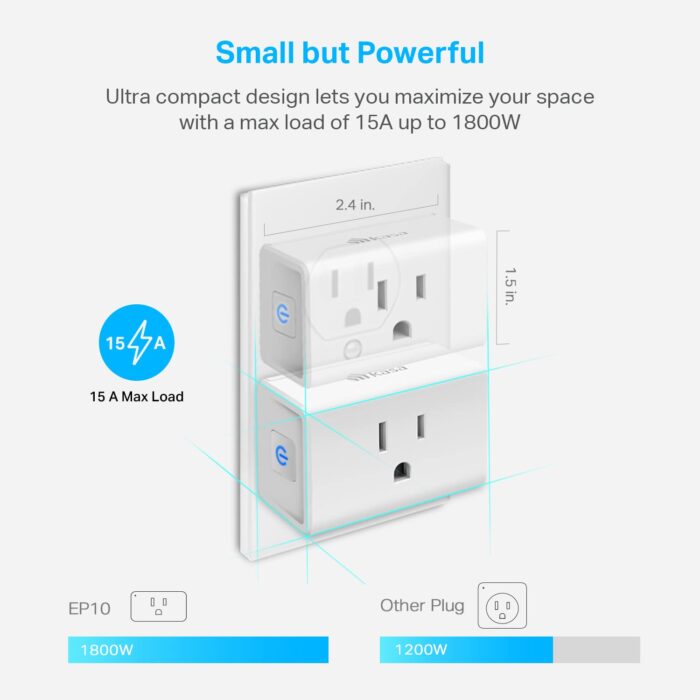 Kasa Smart - 15A Ultra Mini Plug, Smart Home Wi-Fi Plug Works with Alexa, Google Home and IFTTT, No Hub Required, UL Certified, 2.4G WiFi Only, 2-Pack (EP10P2) - Image 5