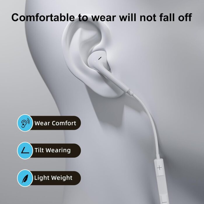 Type C Headphones Wired - USB - C Wired Earphones with Mic & Volume Control, Noise Cancelling Headset Compatible for iPhone 16/15 Pro Max, iPad, Galaxy S25/S24/S23/S22/Ultra Note 10/20, Pixel 7/6/5/4 - Image 7