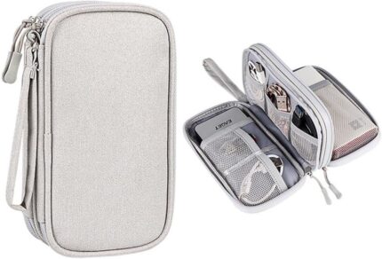 Electronics Organizer, Business Travel Universal Cable Organizer Bag Waterproof Electronics Accessories Portable Double Layers Storage Cases for Charger, Phone, USB, SD Card, Hard Drives, Power Bank
