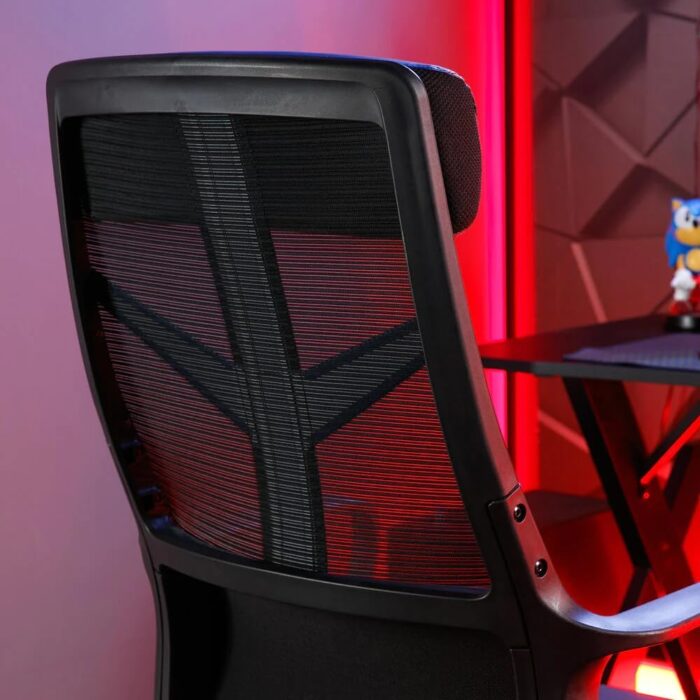 X-Rocker Helix Mesh Office PC Gaming Chair, Adjustable Computer Office Chair with Breathable Mesh Fabric, Height Adjustable Swivel Base Chair with Natural Lumbar Support and Head Support - BLUE - Image 6