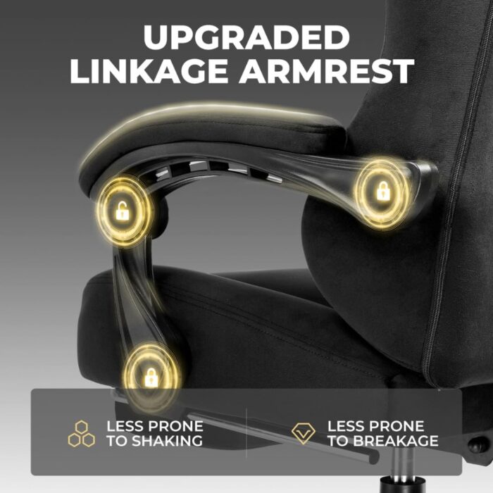 GTPLAYER Gaming Chair - Breathable Fabric with Pocket Spring Cushion and Linkage Armrests, High Back Ergonomic with Lumbar Support and Footrest (Velvet Black) - Image 8