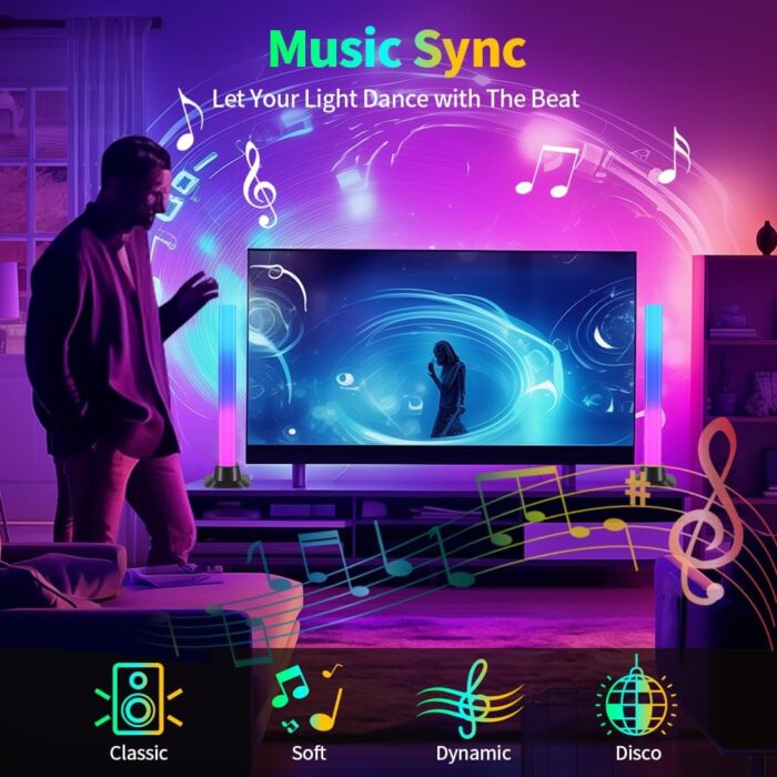 CANMEIJIA RGB Light Bars, Smart Light Bar 2PCS 30CM 16 Million Colors, APP Control and Voice Control, Timer, Scene and Music Modes, for Gaming PC Bedroom Accessories Computer Case,Party - Image 5