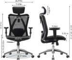 SIHOO M18 Ergonomic Desk Chair, Swivel Chair With Adjustable Lumbar Support, Headrest And Armrest, Height Adjustment and Rocker Function, Back-Friendly Office Chair, Load Capacity: up to 150 kg - Image 3