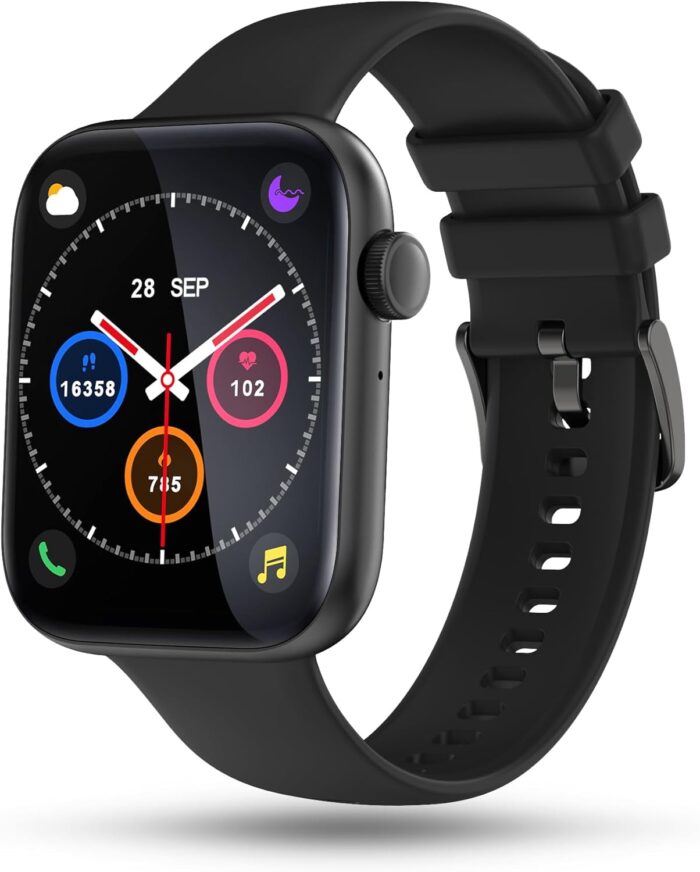 Smart watch for Men, Women – Jet Black | Pebble Blaze 2.05 Infinite Amoled Display Fitness Tracker, BT Calling, Zen Mode, Multi Sport Modes | Heart Rate Monitor, Step Pedometer, Voice Assistant