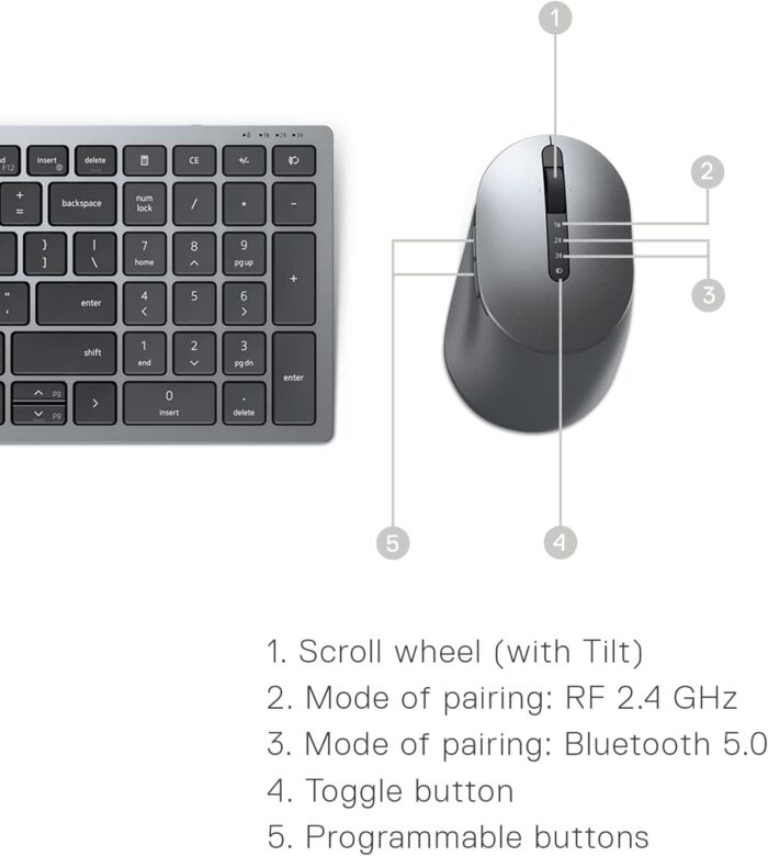 Dell Multi-Device Wireless Keyboard & Mouse Combo - KM7120W - Image 5