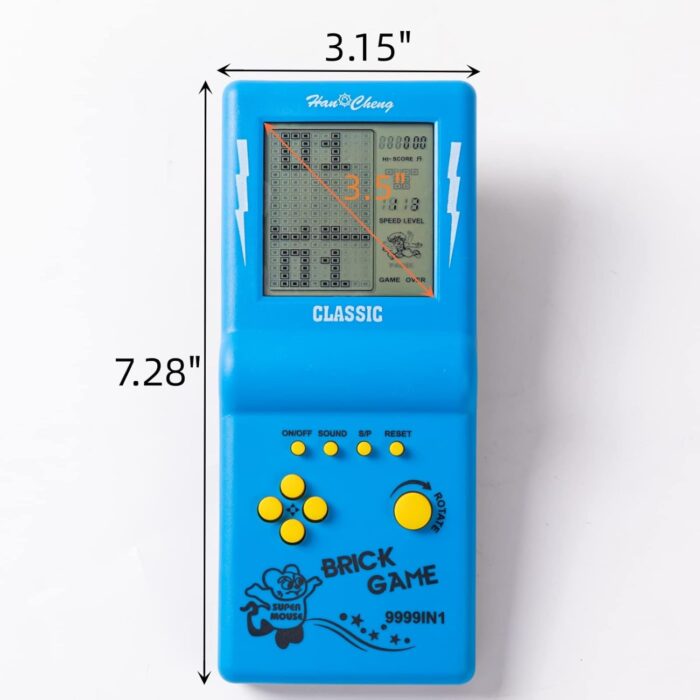 Nbguigdstr Brick Game Console, Retro Handheld Game Console,Tank/Racing/Building Block Game,3.5-inch Large Screen,Built-in 23 Games(Blue) - Image 2
