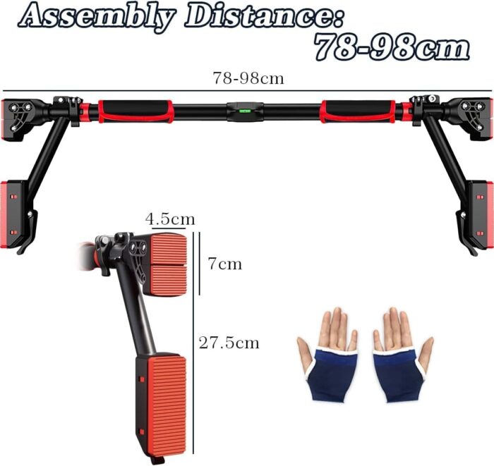 CLOUDFOUR Pull Up Bar, Adjustable Strength Training Chin up Bar, Door Workout Bar with Foam Grips, Indoor Fitness Bar Equipment for Home Gym Sports Exercise Upper Body Workout, Safe Locking Non-slip