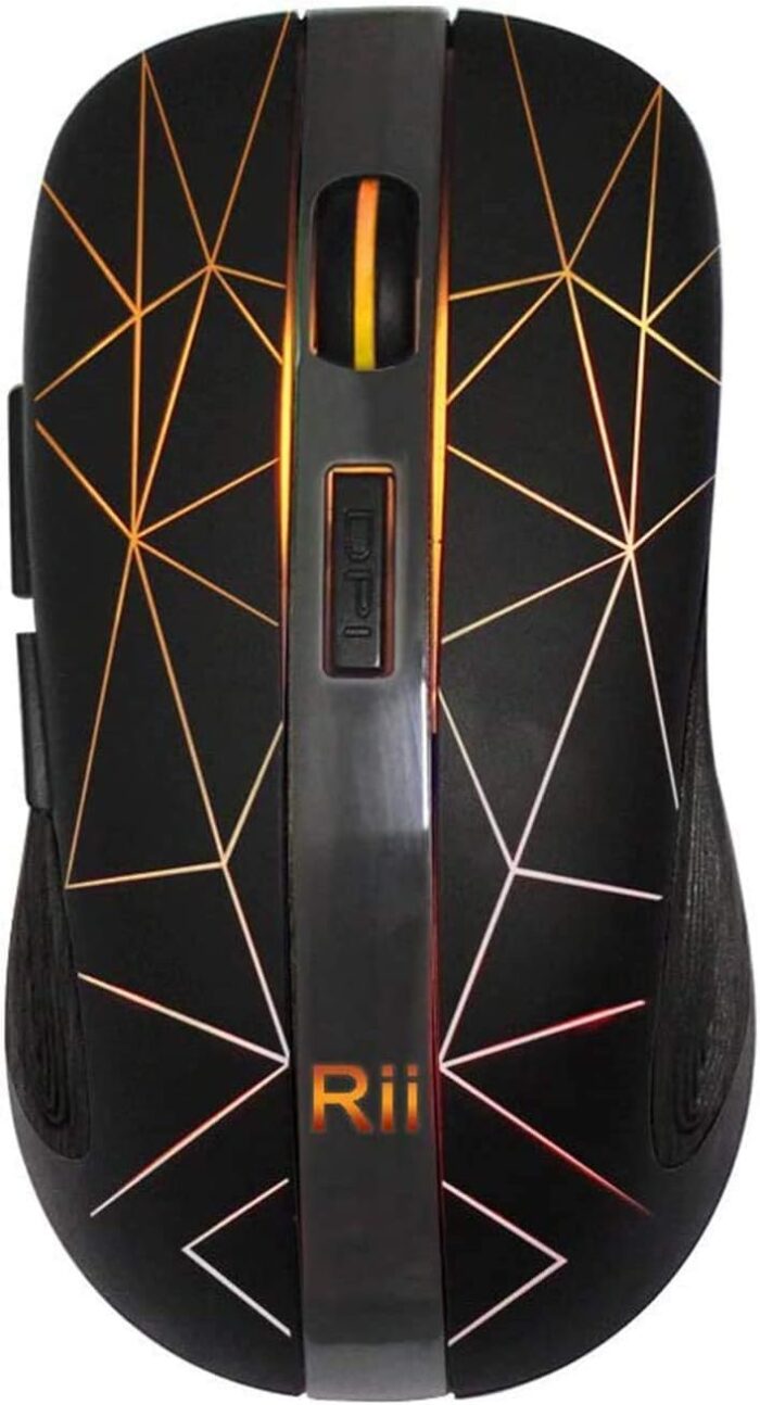 Rii RM200 Wireless Mouse, 5 Buttons Rechargeable Mouse, with Colorful LED Lights Game Computer Mice-Black - Image 2