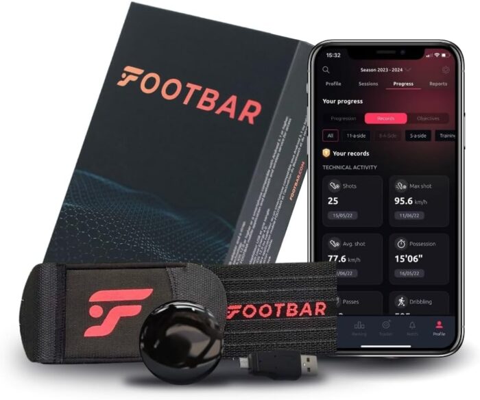 Footbar Meteor Football Soccer Activity Tracker, Football Accessories for Performance and Game Style Tracking App for iOS Android