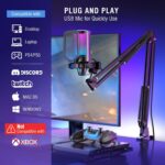 FIFINE Gaming PC USB Microphone, Podcast Condenser Mic with Boom Arm, Pop Filter, Mute Button for Streaming, Twitch, Online Chat, RGB Computer Mic for PC Gamer Youtuber-AmpliGame A6T - Image 7