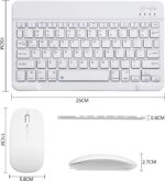 Xukinroy Ultra-Slim Bluetooth Keyboard and Mouse Combo Rechargeable Portable Wireless Keyboard Mouse Set for Apple iPad iPhone iOS 13 and Above Samsung Tablet Phone Smartphone Android Windows (White) - Image 6