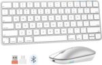 MEETION Wireless Bluetooth Keyboard and Mouse for Mac, Multi Device Quiet Slim Rechargeable Low Profile Apple Layout Magic Keyboard Mouse for iPad, iPhone, iMac, MacBook Air/Pro, for Mac/iPadOS White
