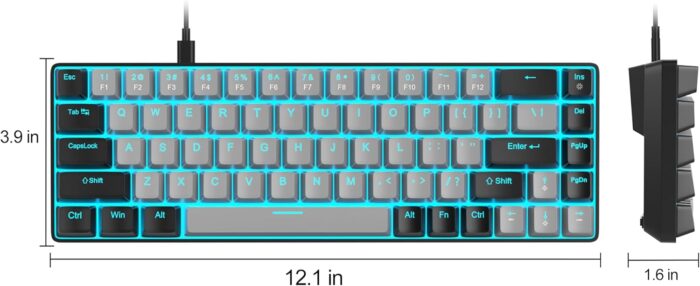 MageGee Portable 60% Mechanical Gaming Keyboard (Grey/Blue Switch) - Image 9