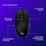 Logitech G203 2nd Gen Wired Gaming Mouse, 8,000 DPI, Rainbow Optical Effect LIGHTSYNC RGB, 6 Programmable Buttons, On-Board Memory, Screen Mapping, PC/Mac Computer and Laptop Compatible - Black - Image 6
