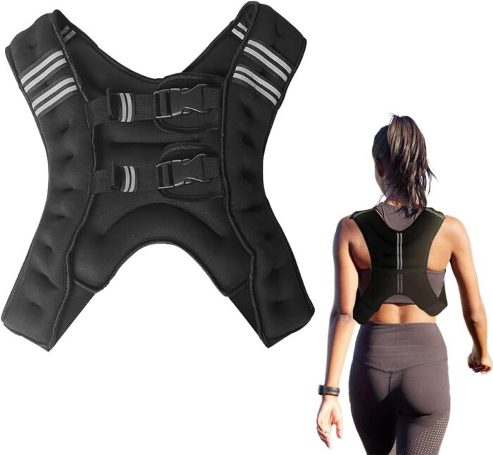 Sport Weighted Vest 10kg Body Weight Training Vest, Strength Exercise Vest Weight Jacket with Reflective Stripe Adjustable Strap, Workout Equipment for Fitness Boxing Run Gym Muscle Building Men Women