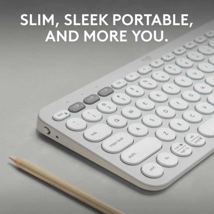 Logitech Pebble Keys 2 K380s, Multi-Device Bluetooth Wireless Keyboard with Customizable Shortcuts, Slim and Portable, Easy-Switch for Windows, macOS, iPadOS, Android, Chrome OS, US Intl Layout- White - Image 2