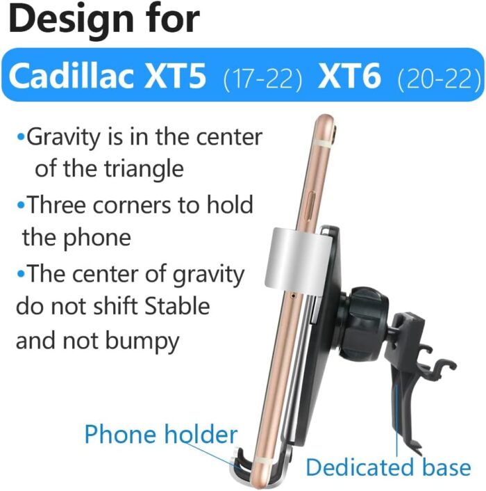 LUNQIN Car Phone Holder for Cadillac XT5 2017-2025 and Cadillac XT6 2020-2025 SUV Auto Interior Accessories Best Cell Phones Mount Cellphone Mobile Cradle Charging Navigation Bracket Vent Accessory - Image 6