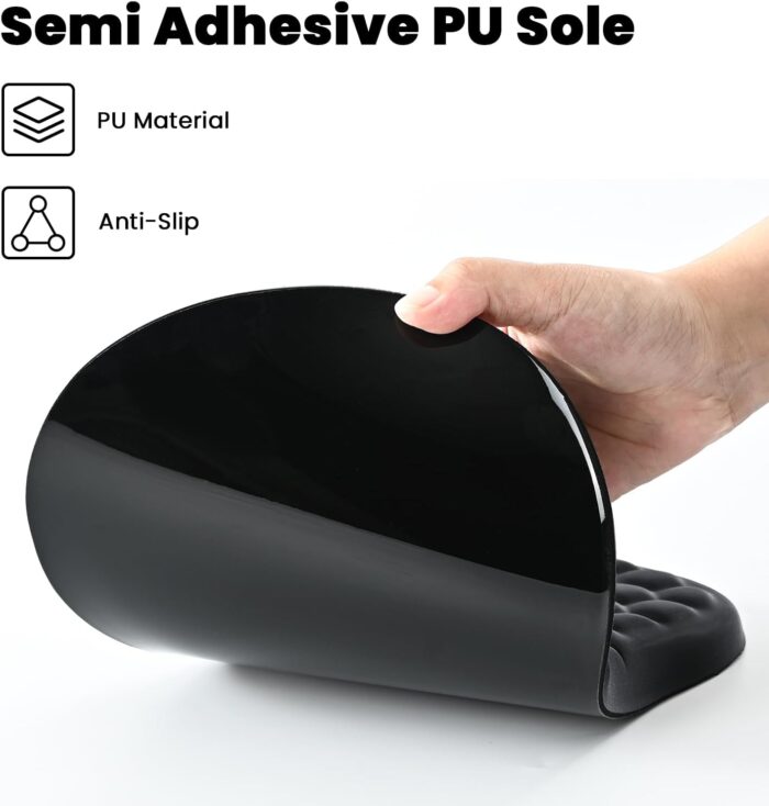 EooCoo Mouse Pad Wrist Support with Massage Design,Ergonomic Mouse Mat,Mousepad Wrist Rest Pain Relief with Memory Foam&Non-Slip Silicone Base,Gaming Mouse Pads for Desk Accessories (12x8 inch,Black) - Image 5