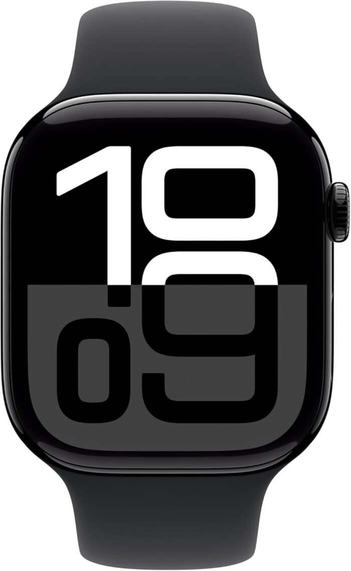 Apple Watch Series 10 GPS 42 mm Smartwatch with Jet Black Aluminium Case with Black Sport Band - M/L. Fitness Tracker, ECG App, Always-On Retina Display, Water Resistant - Image 2