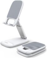 Lamicall Foldable Phone Stand for Desk - Height Adjustable Cell Phone Holder Portable Cellphone Cradle Desktop Dock Compatible with iPhone 16 15 14 13 Pro Max Mini, 12 11 XR X 8 Plus SE, Smartphone
