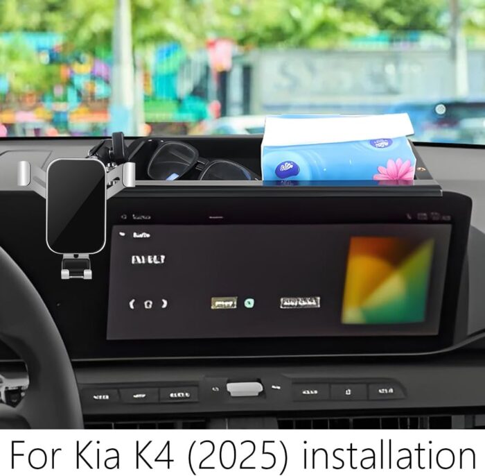 LUNQIN Car Phone Holder Center Console Organizer Tray for Kia K4 2025 2026 Auto Interior Accessories Best Cell Phones Mount Mobile Cellphone Stand Dashboard Screen Storage Accessory - Image 2