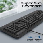 Promate Wired Keyboard and Mouse Combo, Ergonomic Slim Full-Size Quiet Keyboard with 2400 DPI Mouse, Palm Rest, Angled Kickstand and Anti-Slip Silicone Grip for iMac, MacBook Pro, Dell, COMBO-CM5.E/A - Image 3