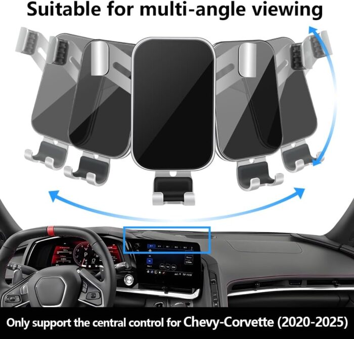 Car Phone Holder Center Console Organizer Tray for Chevrolet Chevy Corvette 2020 2021 2022 2023 2024 2025 C8 Auto Interior Accessories Best Cell Phones Mount Dashboard Mobile CellPhone Screen Stand - Image 5