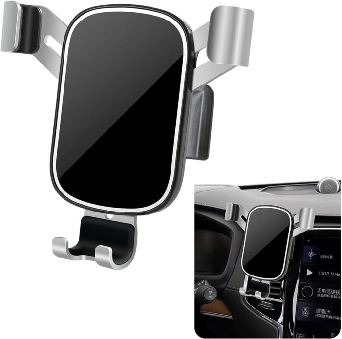 LUNQIN Car Phone Holder for Volvo XC90 2016 2017 2018 2019 2020 2021 2022 2023 2024 2025 and XC-90 Hybrid 2016-2025 Auto Interior Accessories Best Cell Phones Mount Cellphone Mobile Charging Cradle