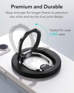 ESR Magnetic Phone Ring Holder, HaloLock Stand Designed for MagSafe, Magnetic Ring Holder with Adjustable Kickstand, Magnetic Phone Grip, Magnetic Accessories for iPhone 16/15/14/13/12 Series, Black - Image 5