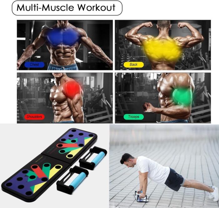 HEXAR® Push Up Board, Foldable 12-in-1 Fitness Board, Home Workout Equipment, Pushup Handles for Floor, Multi Muscle Strength Training Equipment for Men and Women - Image 4