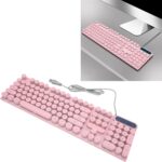 Zudoo Retro Wired Gaming Keyboard, Led Backlit Typewriter Style Mechanical Gaming Keyboard with 104 Round Keys, Multimedia Keys, Ergonomic USB Keyboard for Office Desktop Laptop (Pink) - Image 5