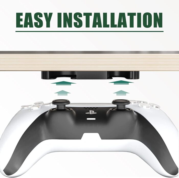AMERTEER Under Desk Controller Mount | 2 Pack Gamepad Holder for PS5, PS4, Xbox, Switch | Adhesive Gaming Accessories Stand for Table or Shelf | Game Controller Organizer Hook (Black) - Image 3