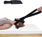 LCLALAY Neck Stretcher Strap & Cervical Traction Device, Spine Chiropractic Decompression Tool with Chin Belt, Neck Pain Relief and Physical Therapy Aid for Cervical Decompression (New Metal Pipe)