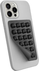 StickyGrippy Suction Phone Case Mount, Silicon Adhesive Phone Accessory for iPhone and Android, Hands-Free Fidget Toy Mirror Shower Phone Holder, Tiktok Videos and Selfies (Black)