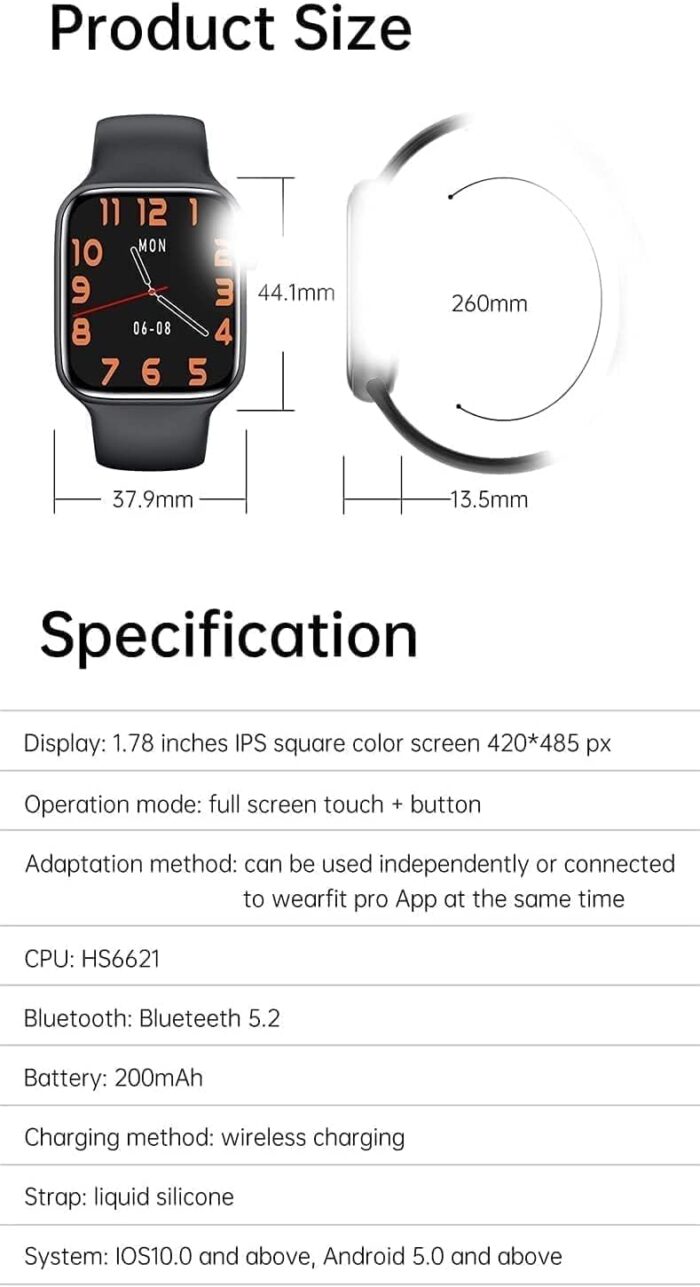 Series 10 Smartwatch Boys, Girls, Teens Men and Women Ultra HD Display, Bluetooth Call AI Voice Assistant Fitness Tracker Heart Rate Monitor, IP67 Waterproof Multi-Functional for Android & iOS (Black) - Image 7